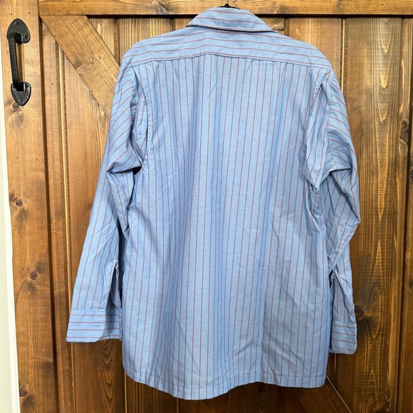 Vintage United Mechanic Work Shirt Sz LG Long Sleeve Blue/Red Stripes Button Up - Picture 2 of 6